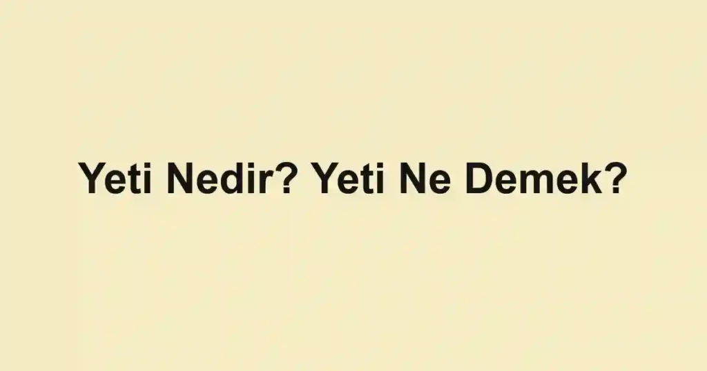 Yeti Nedir? Yeti Ne Demek?
