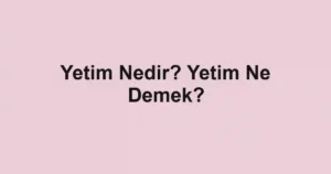 Yetim Nedir? Yetim Ne Demek?
