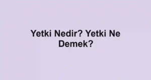 Yetki Nedir? Yetki Ne Demek?