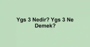 Ygs 3 Nedir? Ygs 3 Ne Demek?