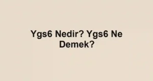 Ygs6 Nedir? Ygs6 Ne Demek?