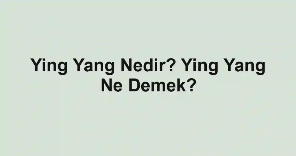 Ying Yang Nedir? Ying Yang Ne Demek?