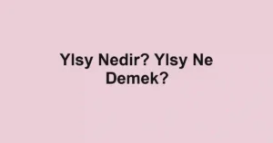 Ylsy Nedir? Ylsy Ne Demek?