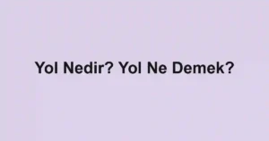 Yol Nedir? Yol Ne Demek?
