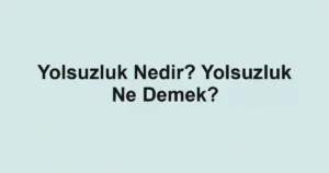 Yolsuzluk Nedir? Yolsuzluk Ne Demek?
