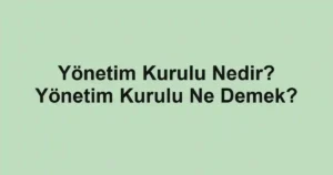 Yönetim Kurulu Nedir? Yönetim Kurulu Ne Demek?