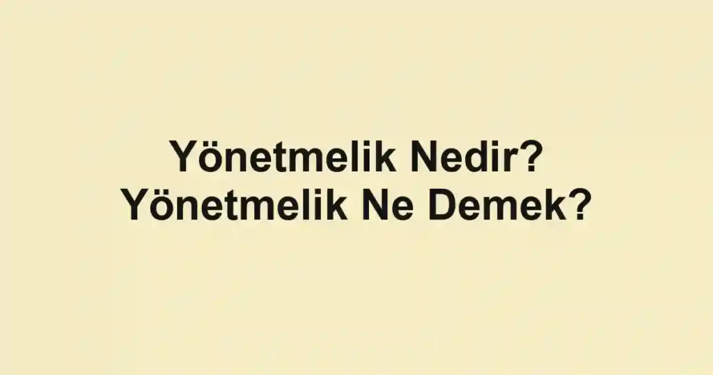 Yönetmelik Nedir? Yönetmelik Ne Demek?