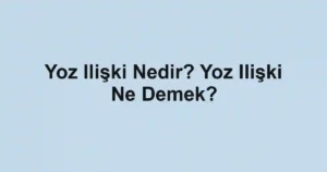 Yoz Ilişki Nedir? Yoz Ilişki Ne Demek?