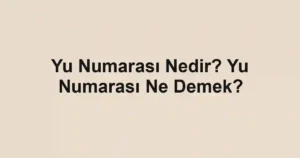 Yu Numarası Nedir? Yu Numarası Ne Demek?