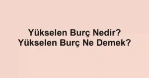Yükselen Burç Nedir? Yükselen Burç Ne Demek?