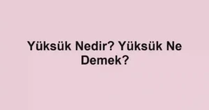Yüksük Nedir? Yüksük Ne Demek?