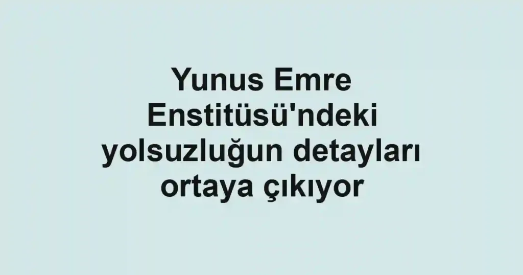 Yunus Emre Enstitüsü'ndeki yolsuzluğun detayları ortaya çıkıyor