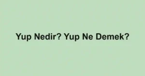 Yup Nedir? Yup Ne Demek?