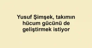 Yusuf Şimşek, takımın hücum gücünü de geliştirmek istiyor