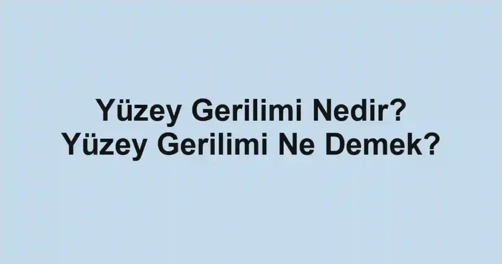 Yüzey Gerilimi Nedir? Yüzey Gerilimi Ne Demek?