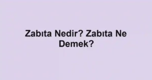 Zabıta Nedir? Zabıta Ne Demek?