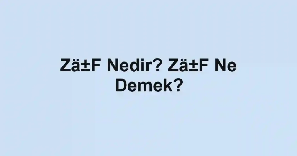 Zä±F Nedir? Zä±F Ne Demek?
