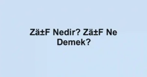 Zä±F Nedir? Zä±F Ne Demek?