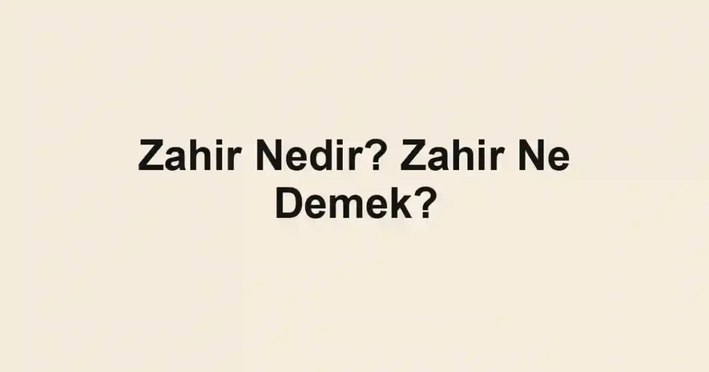 Zahir Nedir? Zahir Ne Demek?