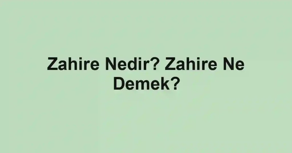 Zahire Nedir? Zahire Ne Demek?