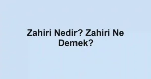 Zahiri Nedir? Zahiri Ne Demek?