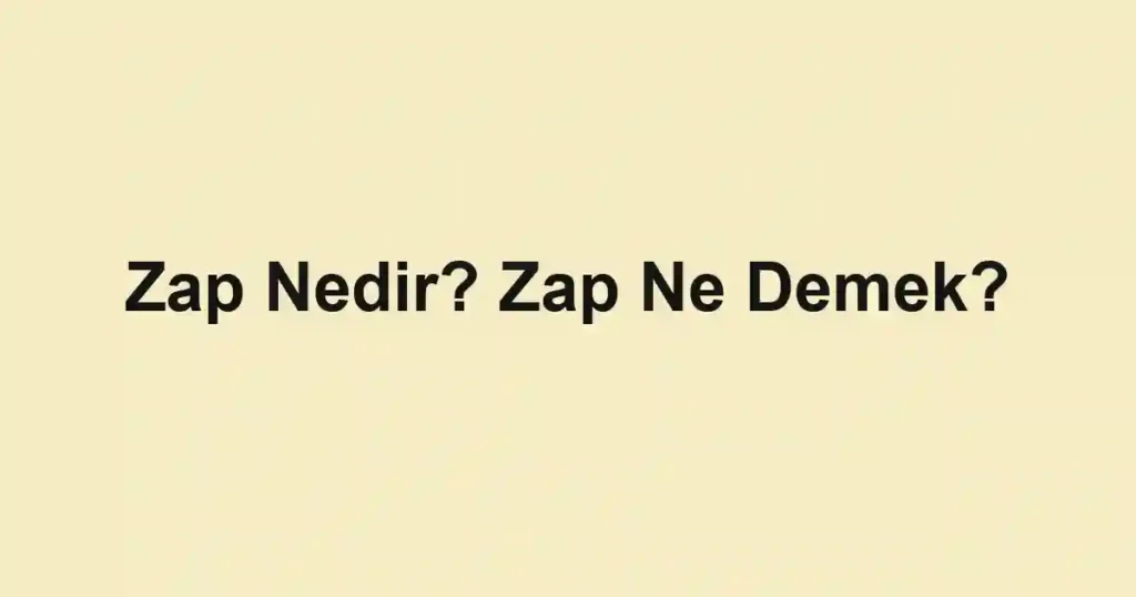 Zap Nedir? Zap Ne Demek?