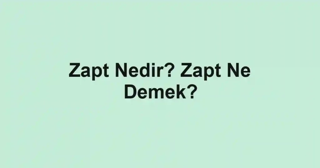 Zapt Nedir? Zapt Ne Demek?