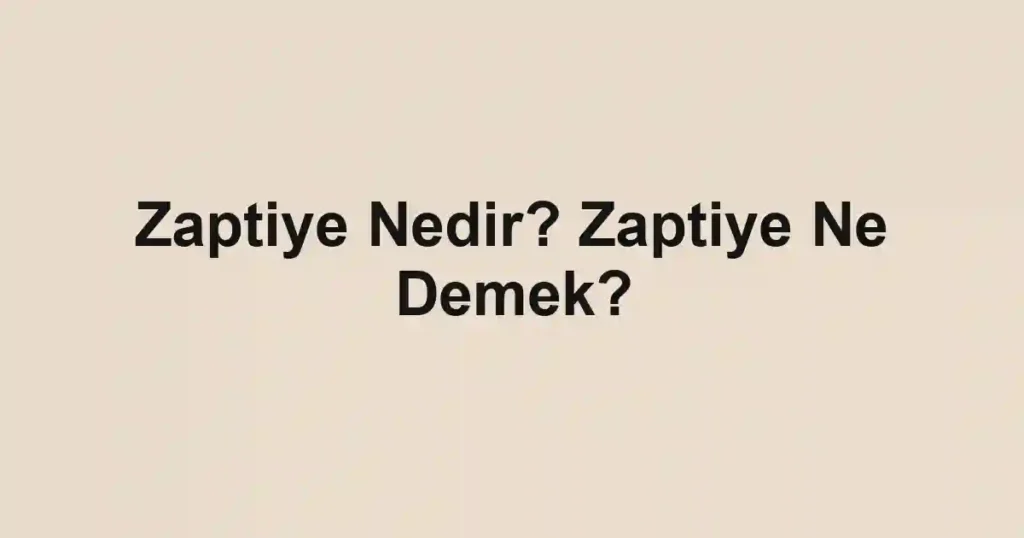 Zaptiye Nedir? Zaptiye Ne Demek?