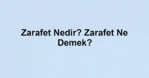 Zarafet Nedir? Zarafet Ne Demek?