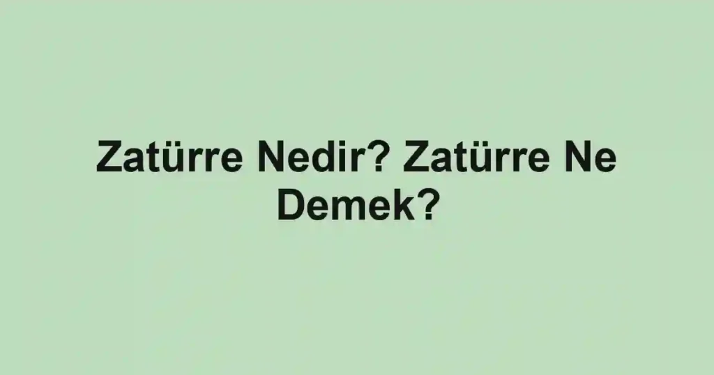 Zatürre Nedir? Zatürre Ne Demek?