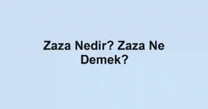 Zaza Nedir? Zaza Ne Demek?
