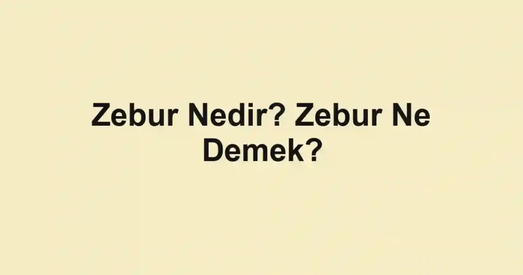 Zebur Nedir? Zebur Ne Demek?