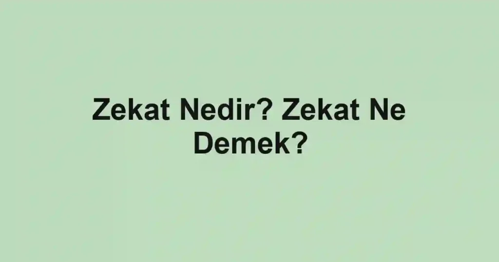 Zekat Nedir? Zekat Ne Demek?