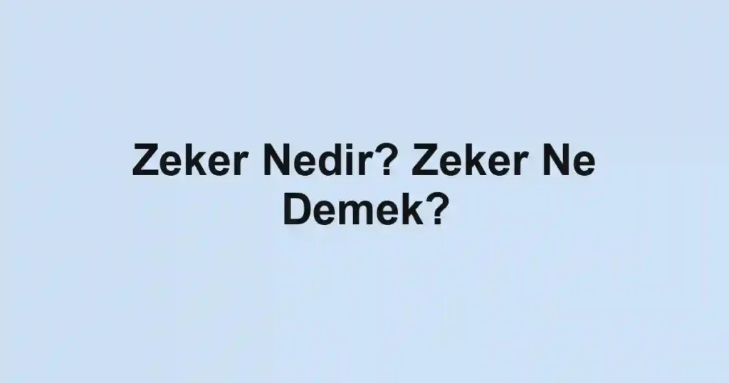 Zeker Nedir? Zeker Ne Demek?
