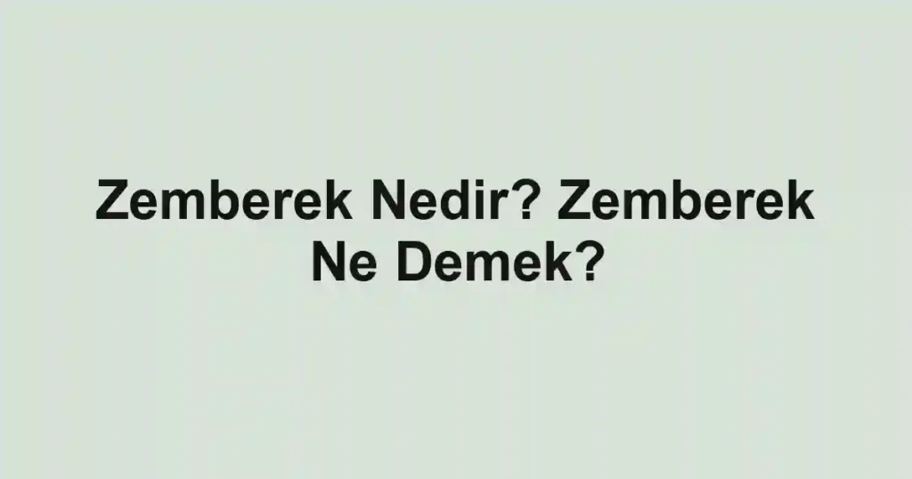 Zemberek Nedir? Zemberek Ne Demek?