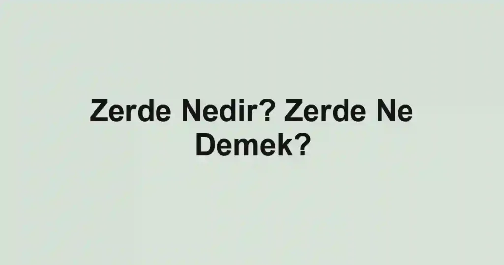 Zerde Nedir? Zerde Ne Demek?