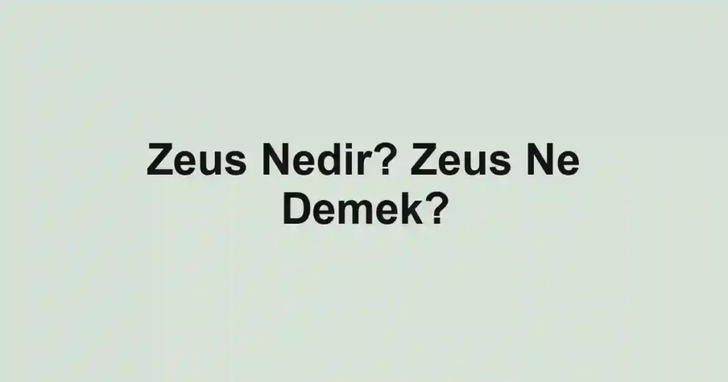Zeus Nedir? Zeus Ne Demek?