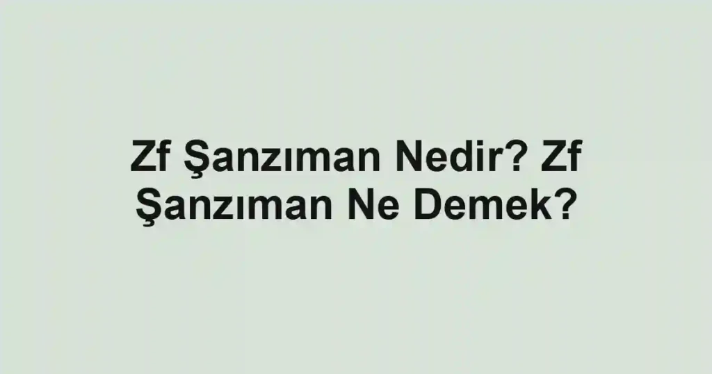 Zf Şanzıman Nedir? Zf Şanzıman Ne Demek?