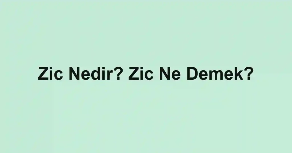 Zic Nedir? Zic Ne Demek?