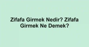Zifafa Girmek Nedir? Zifafa Girmek Ne Demek?