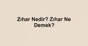 Zıhar Nedir? Zıhar Ne Demek?