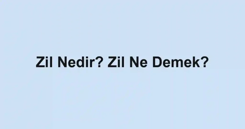 Zil Nedir? Zil Ne Demek?