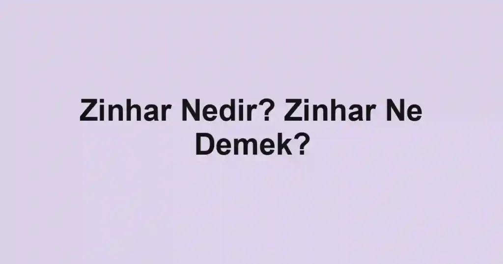 Zinhar Nedir? Zinhar Ne Demek?