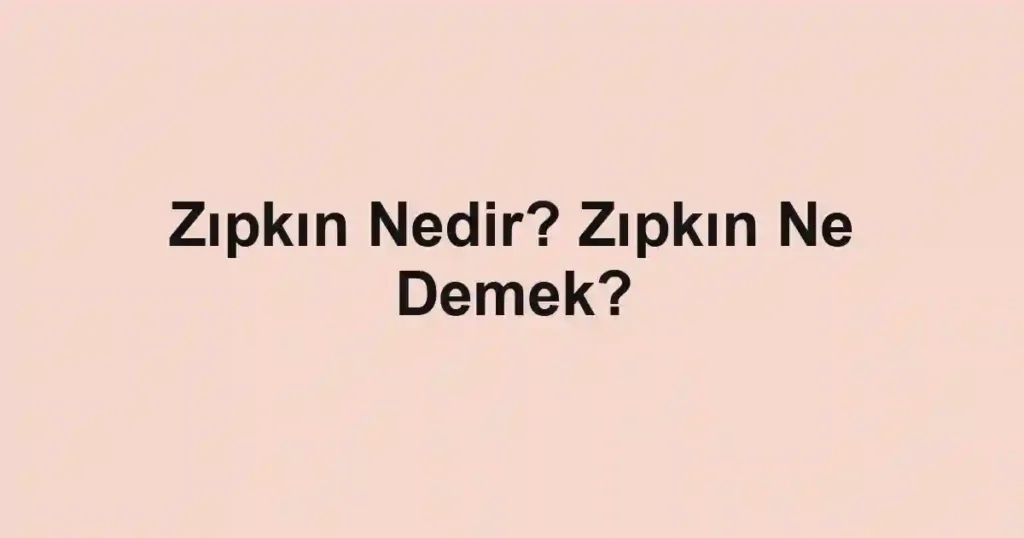 Zıpkın Nedir? Zıpkın Ne Demek?