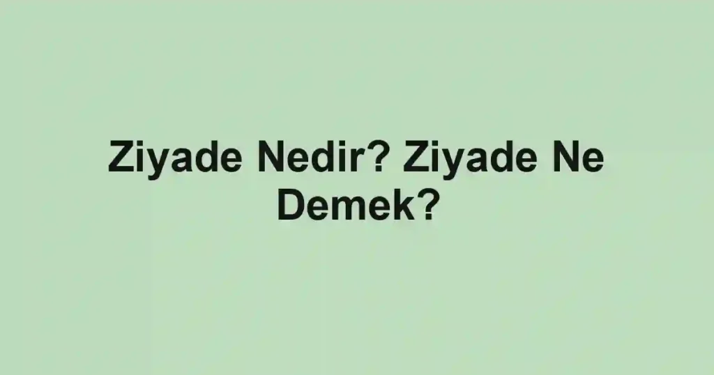 Ziyade Nedir? Ziyade Ne Demek?