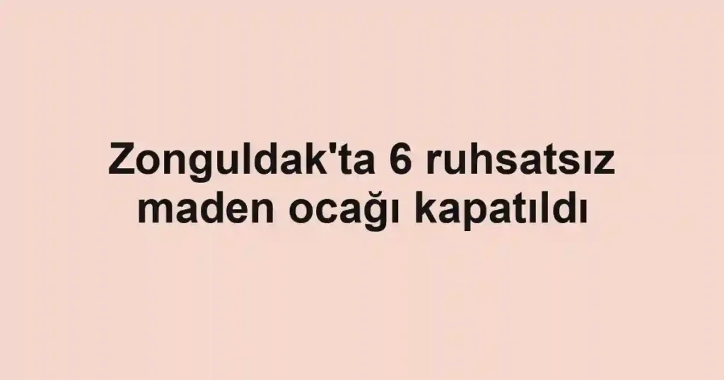 Zonguldak'ta 6 ruhsatsız maden ocağı kapatıldı