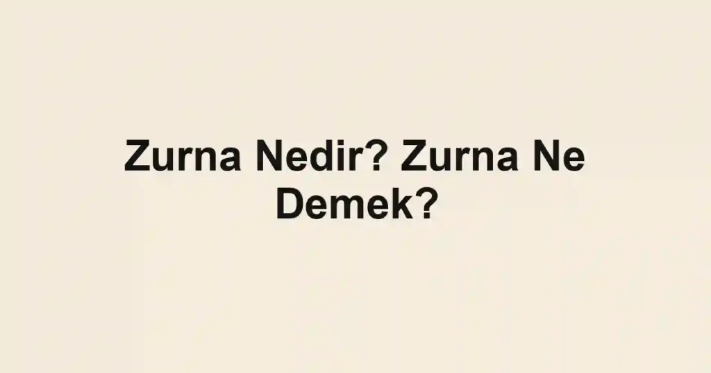 Zurna Nedir? Zurna Ne Demek?