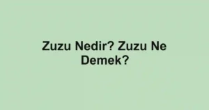 Zuzu Nedir? Zuzu Ne Demek?